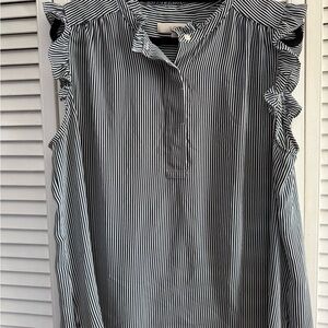 Loft Striped Ruffle Sleeve Women's Top